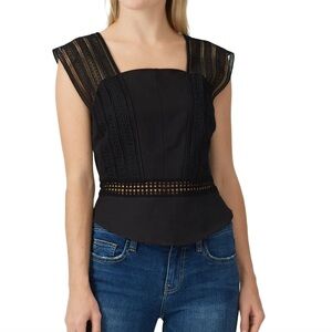 Rebecca Minkoff Black Lace Detail Blouse